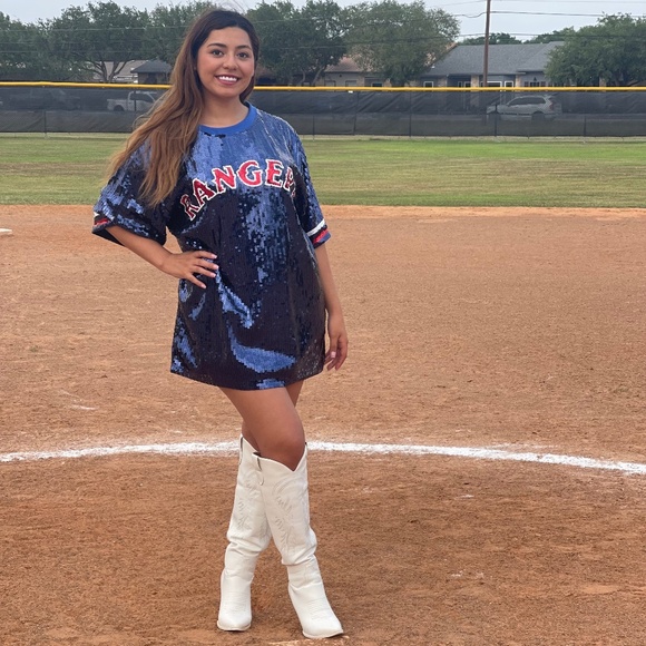 Rangers Fan Oversized Sequin Shirt/Dress - Picture 3 of 5